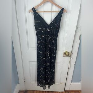 Ralph Lauren black geometric pattern silk sleeveless maxi dress 8